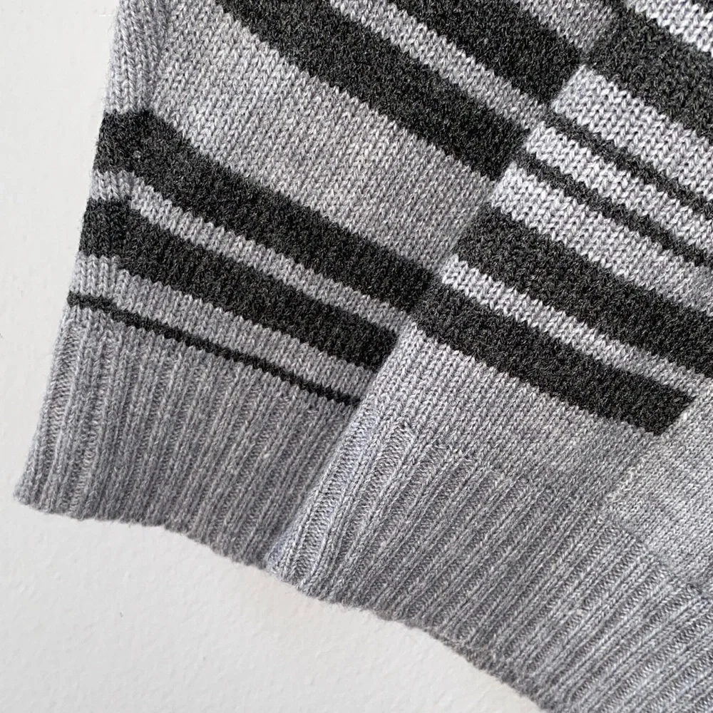 Boys Striped Zip-Up Sweater - Gray